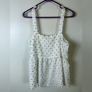 Loft Blouse Sleeveless Babydoll White Blue Lined‎ Size 6 Summer